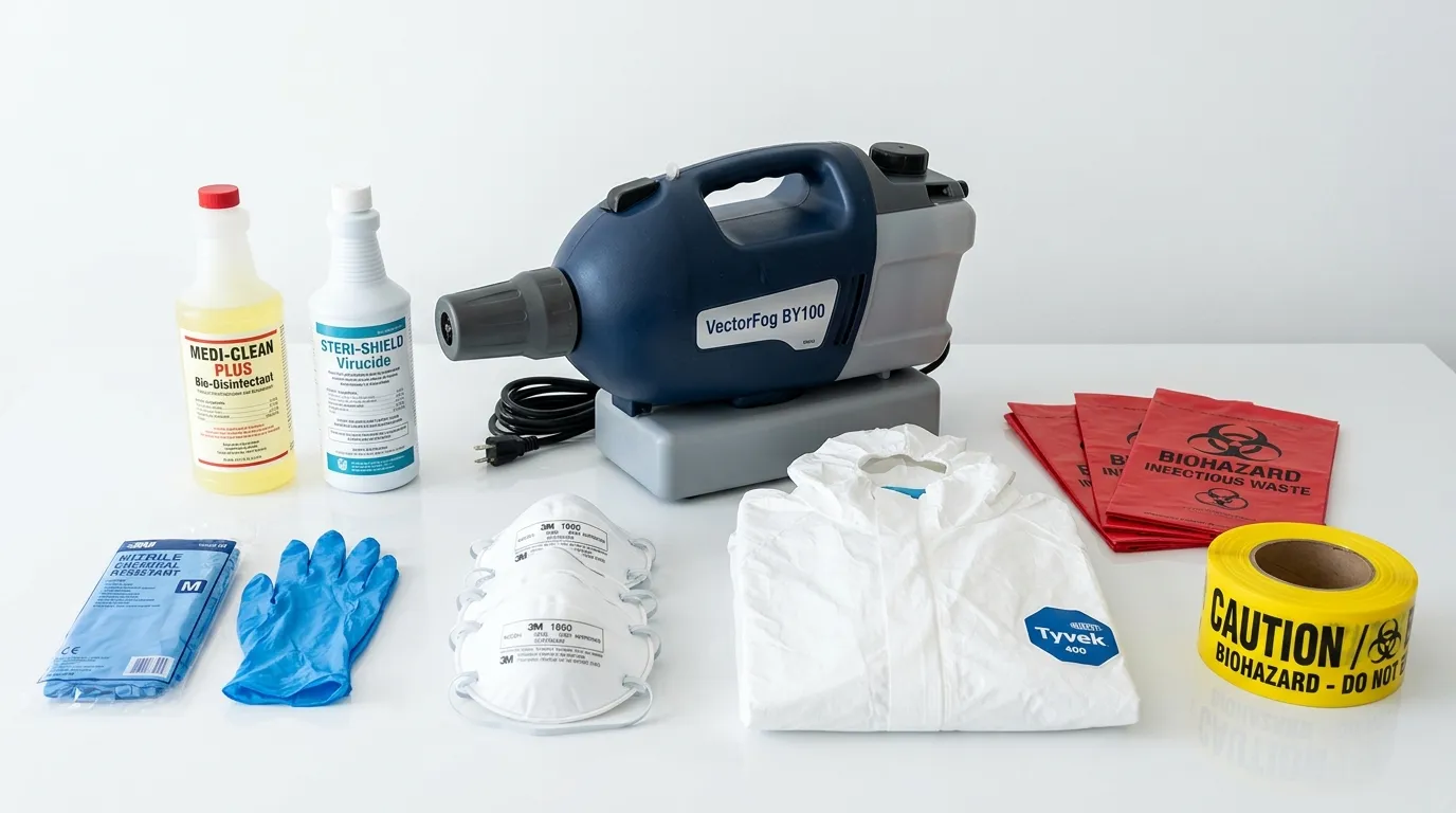 Professional biohazard remediation crew working in King